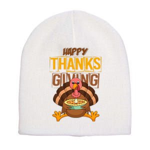 Happy Thanksgiving Turkey Pie Holiday Short Acrylic Beanie