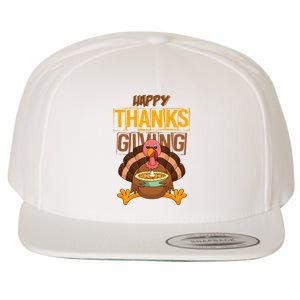 Happy Thanksgiving Turkey Pie Holiday Wool Snapback Cap