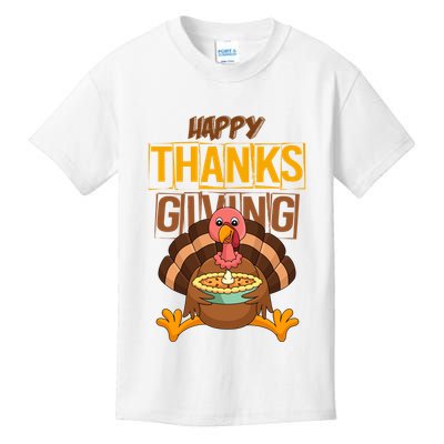 Happy Thanksgiving Turkey Pie Holiday Kids T-Shirt