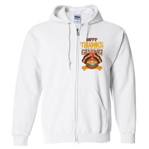 Happy Thanksgiving Turkey Pie Holiday Full Zip Hoodie