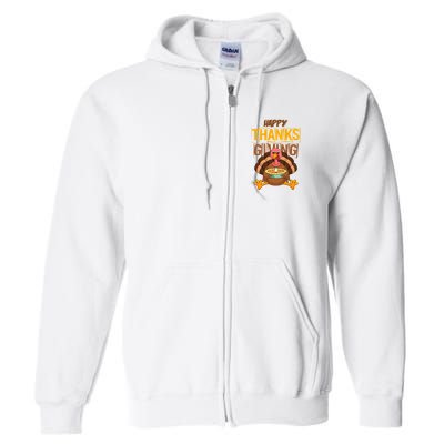 Happy Thanksgiving Turkey Pie Holiday Full Zip Hoodie