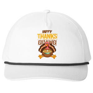 Happy Thanksgiving Turkey Pie Holiday Snapback Five-Panel Rope Hat