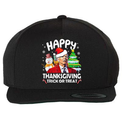 Happy Thanksgiving Trick Or Treat Joe Biden Santa Christmas Wool Snapback Cap