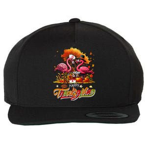 Happy Thanksgiving Two Cute Flamingos With Nurse Job Tools Wool Snapback Cap