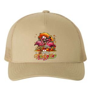 Happy Thanksgiving Two Cute Flamingos With Nurse Job Tools Yupoong Adult 5-Panel Trucker Hat