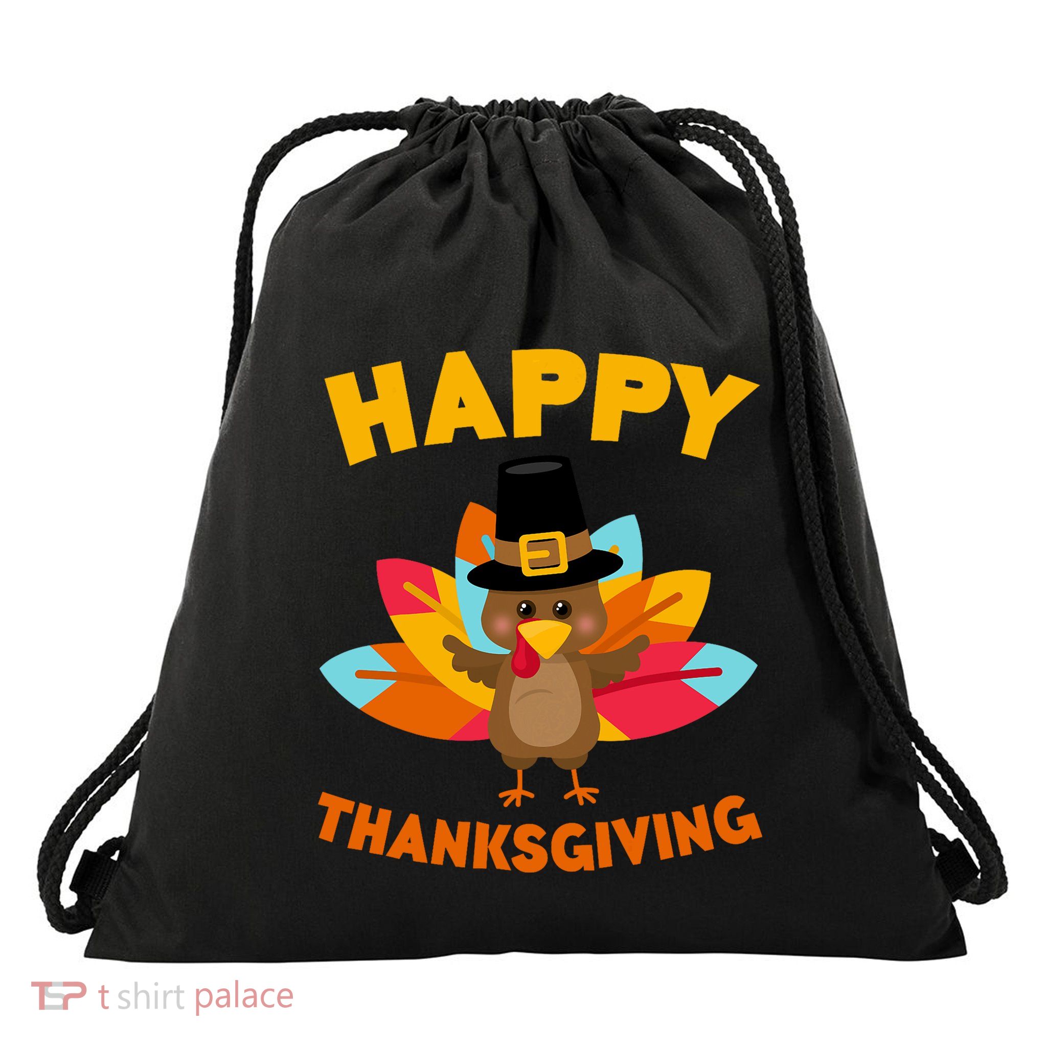 Happy Thanksgiving Thanksgiving Day Drawstring Bag