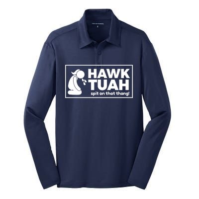 Hawk Tuah Tush Spit On That Thang 24 Girl Funny Utah Silk Touch Performance Long Sleeve Polo