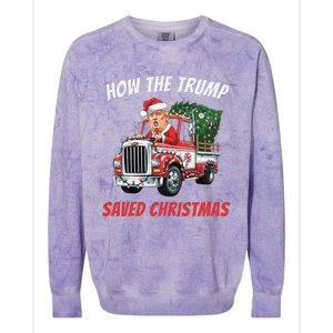 How The Trump Saved Christmas Funny Trumps 2024 Colorblast Crewneck Sweatshirt