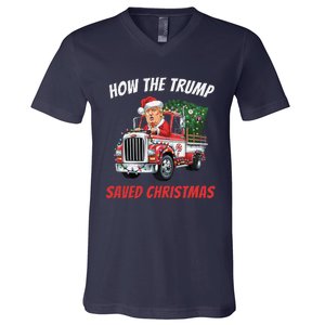 How The Trump Saved Christmas Funny Trumps 2024 V-Neck T-Shirt