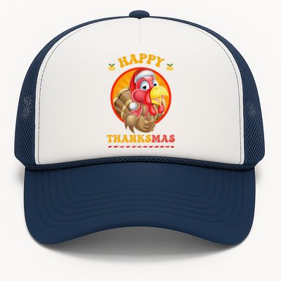 Happy Thanksmas Turkey Funny Thanksgiving Christmas Trucker Hat