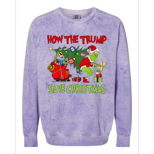 How The Trump Saved Christmas Funny Trump Christmas 2024 Colorblast Crewneck Sweatshirt