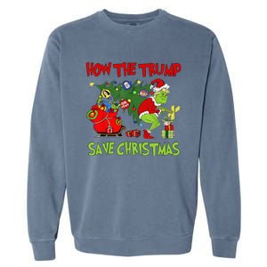 How The Trump Saved Christmas Funny Trump Christmas 2024 Garment-Dyed Sweatshirt