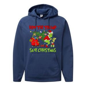 How The Trump Saved Christmas Funny Trump Christmas 2024 Performance Fleece Hoodie