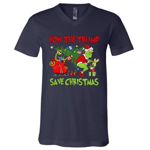 How The Trump Saved Christmas Funny Trump Christmas 2024 V-Neck T-Shirt