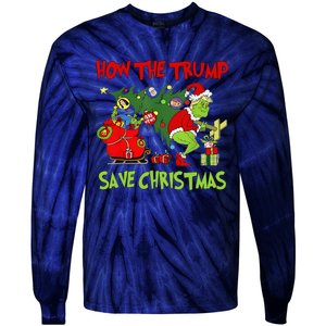 How The Trump Saved Christmas Funny Trump Christmas 2024 Tie-Dye Long Sleeve Shirt