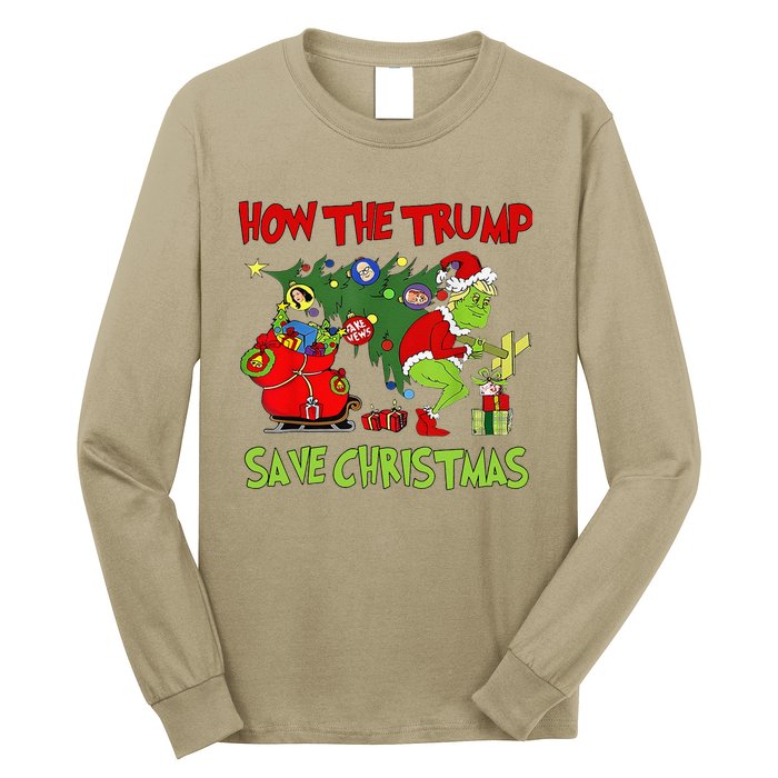 How The Trump Saved Christmas Funny Trump Christmas 2024 Long Sleeve Shirt