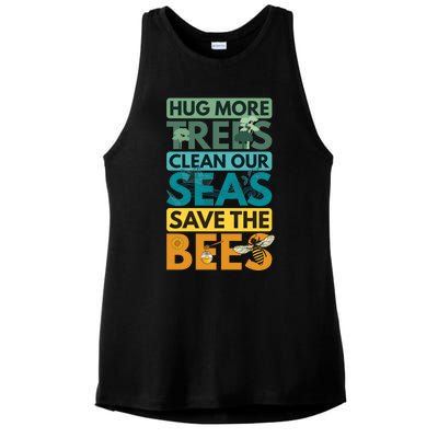 Hug Trees Tree Clean Seas Sea Save Bees Bee Environtalist Gift Ladies PosiCharge Tri-Blend Wicking Tank