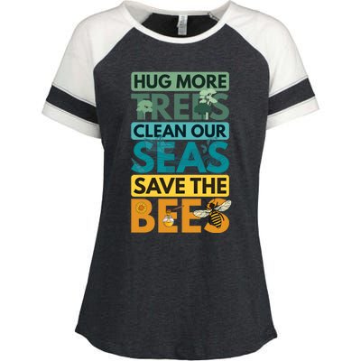 Hug Trees Tree Clean Seas Sea Save Bees Bee Environtalist Gift Enza Ladies Jersey Colorblock Tee