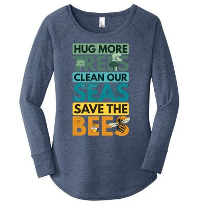 Hug Trees Tree Clean Seas Sea Save Bees Bee Environtalist Gift Women's Perfect Tri Tunic Long Sleeve Shirt