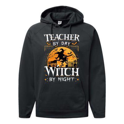 Halloween Teacher Transformation Daytime Educator Nighttime Sorceress Performance Fleece Hoodie