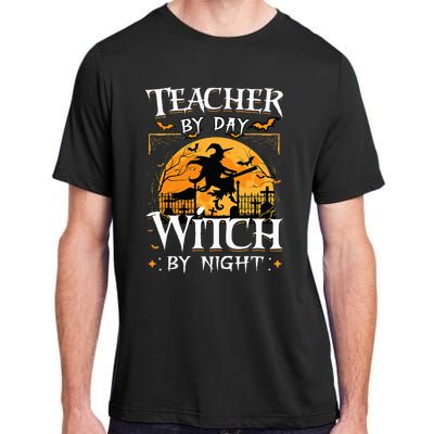 Halloween Teacher Transformation Daytime Educator Nighttime Sorceress Adult ChromaSoft Performance T-Shirt