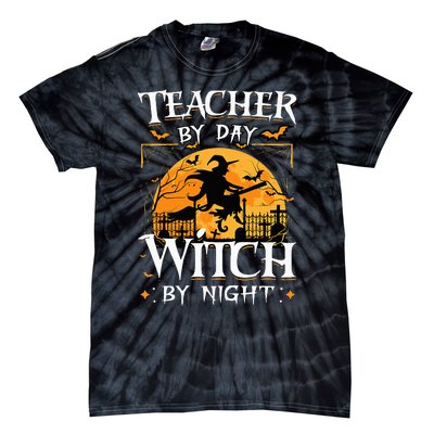 Halloween Teacher Transformation Daytime Educator Nighttime Sorceress Tie-Dye T-Shirt