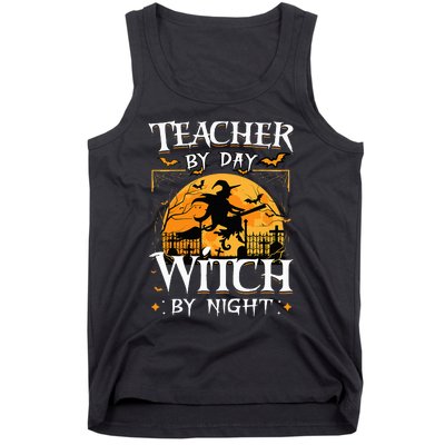 Halloween Teacher Transformation Daytime Educator Nighttime Sorceress Tank Top