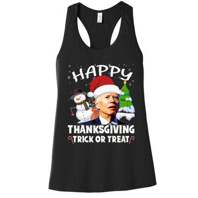 Happy Thanksgiving Trick or Treat Joe Biden Santa Christmas  Women's Racerback Tank