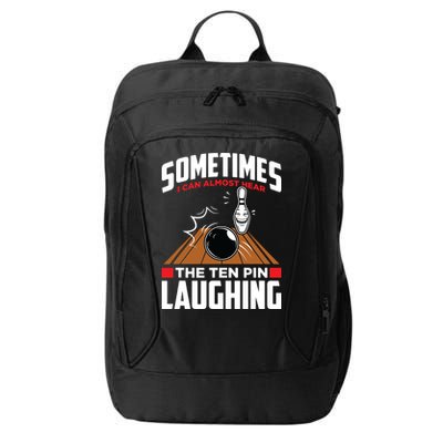 Hear The Ten Pin Laughing Funny Bowler & Bowling City Backpack
