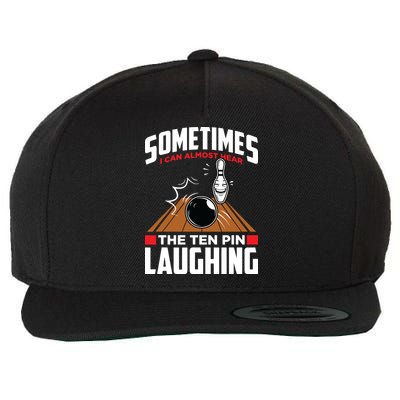 Hear The Ten Pin Laughing Funny Bowler & Bowling Wool Snapback Cap