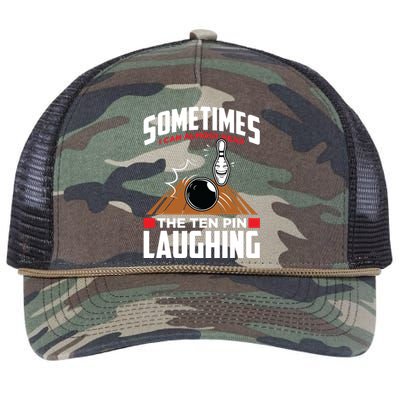 Hear The Ten Pin Laughing Funny Bowler & Bowling Retro Rope Trucker Hat Cap