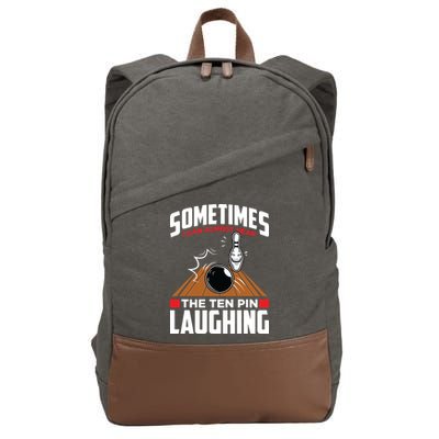 Hear The Ten Pin Laughing Funny Bowler & Bowling Cotton Canvas Backpack