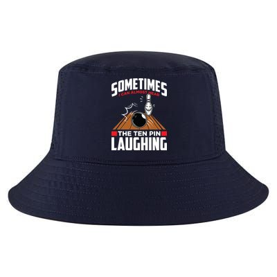 Hear The Ten Pin Laughing Funny Bowler & Bowling Cool Comfort Performance Bucket Hat