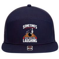 Hear The Ten Pin Laughing Funny Bowler & Bowling 7 Panel Mesh Trucker Snapback Hat