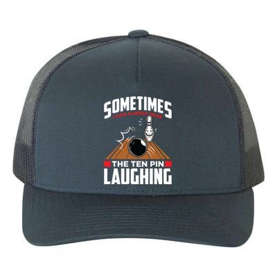 Hear The Ten Pin Laughing Funny Bowler & Bowling Yupoong Adult 5-Panel Trucker Hat