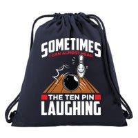 Hear The Ten Pin Laughing Funny Bowler & Bowling Drawstring Bag