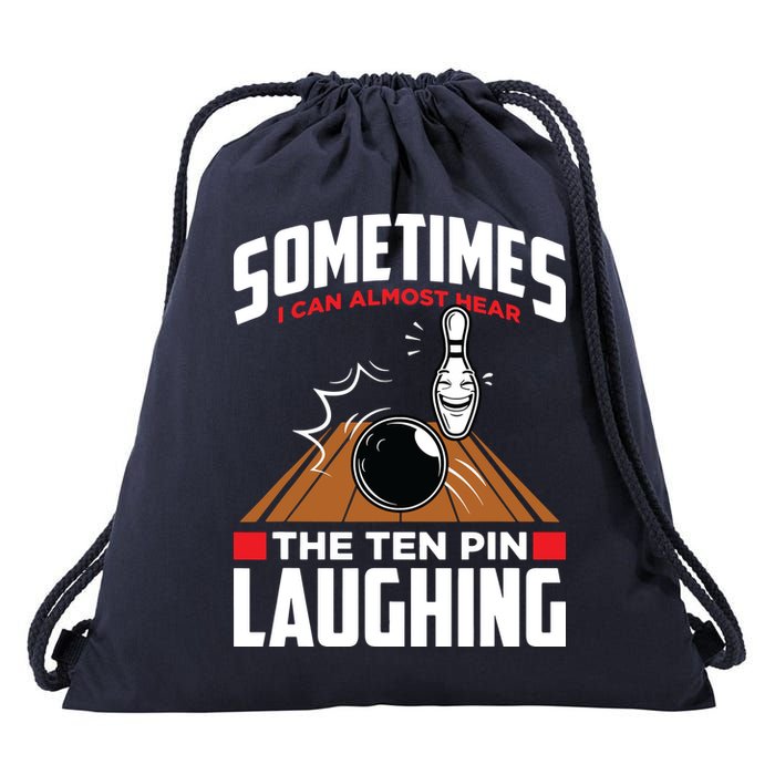 Hear The Ten Pin Laughing Funny Bowler & Bowling Drawstring Bag