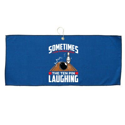 Hear The Ten Pin Laughing Funny Bowler & Bowling Large Microfiber Waffle Golf Towel