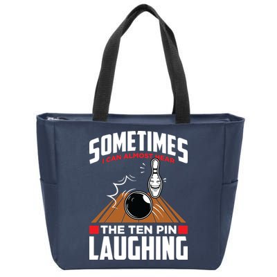 Hear The Ten Pin Laughing Funny Bowler & Bowling Zip Tote Bag