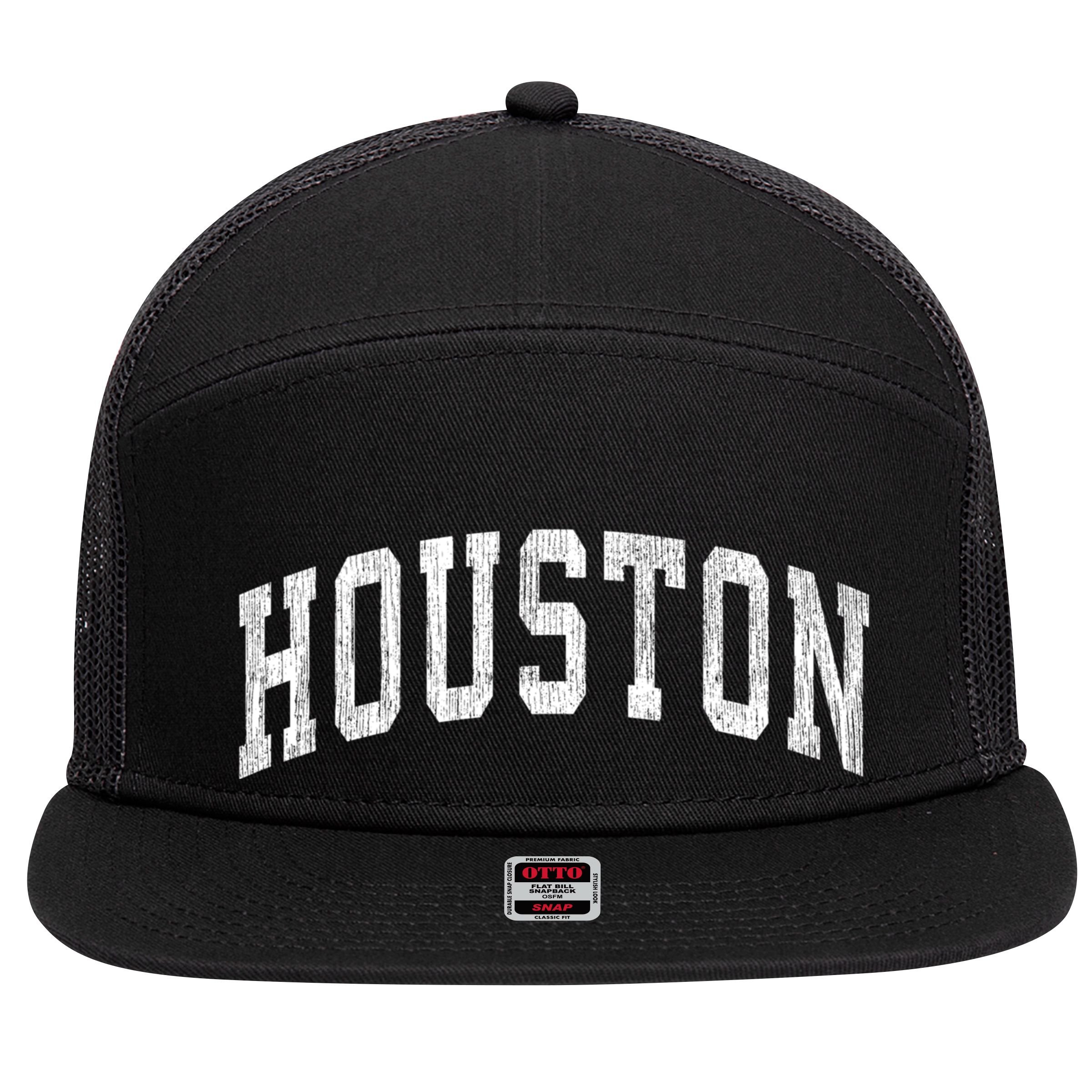 Houston Texas Tx Vintage Athletic Sports Design 7 Panel Mesh Trucker Snapback Hat
