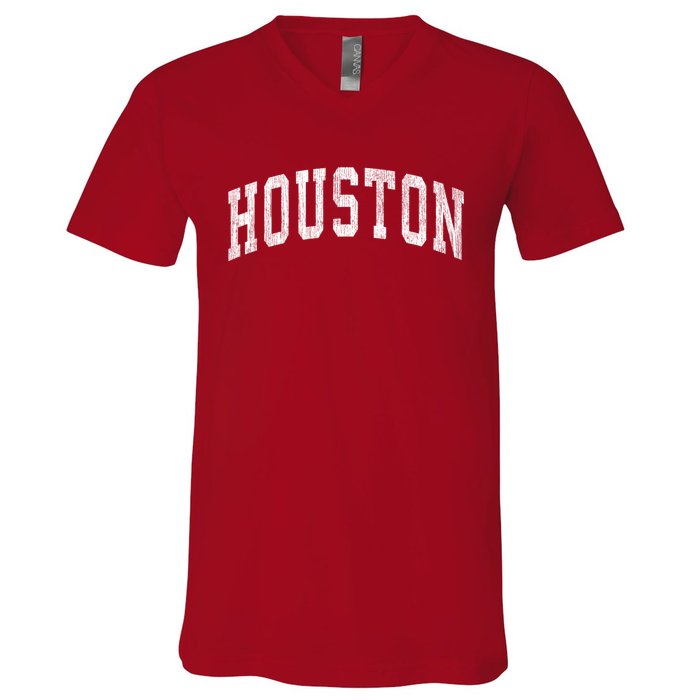 Houston Texas Tx Vintage Athletic Sports Design V-Neck T-Shirt