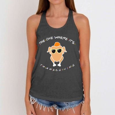 Happy Thanksgiving Turkey Head Friendsgiving Dinner Turkey Women's Knotted Racerback Tank