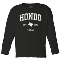 Hondo Texas Tx Vintage Athletic Toddler Long Sleeve Shirt