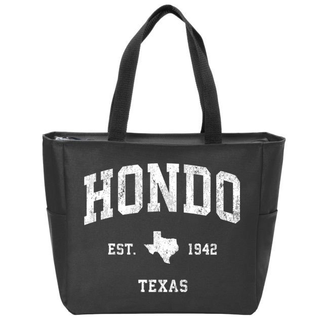 Hondo Texas Tx Vintage Athletic Zip Tote Bag