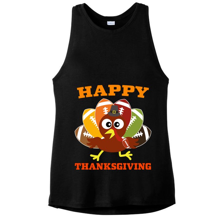 Happy Thanksgiving Turkey Football Funny Thanksgiving Cute Gift Ladies PosiCharge Tri-Blend Wicking Tank