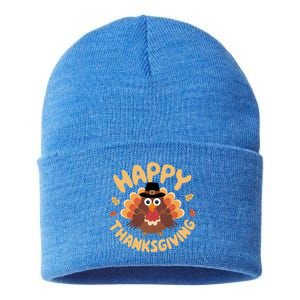 Happy Thanksgiving Turkey Day Family Dinner Thankful Turkey Meaningful Gift Sustainable Knit Beanie