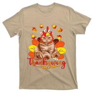 Happy Thanksgiving Tee Cat Turkey Christmas Day Tee T-Shirt