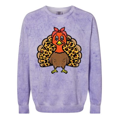 Happy Thanksgiving Turkey Bandana Fall Mom Colorblast Crewneck Sweatshirt