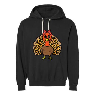 Happy Thanksgiving Turkey Bandana Fall Mom Garment-Dyed Fleece Hoodie