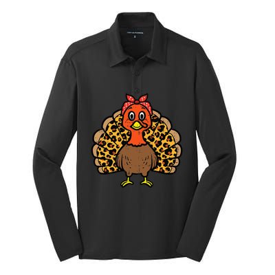 Happy Thanksgiving Turkey Bandana Fall Mom Silk Touch Performance Long Sleeve Polo